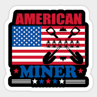 American Flag Miner Sticker